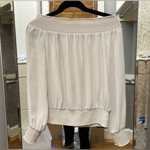 Bebe Cream Color Sheer Off The Shoulder Blouse